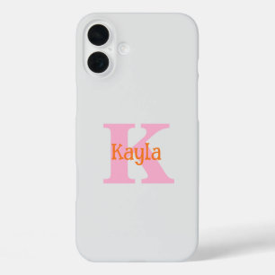 Roze Oranje Lichtgrijs Grijs Aangepaste Kleur Cool iPhone 16 Plus Hoesje