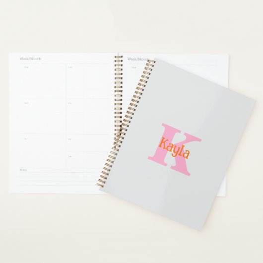 Roze Oranje Lichtgrijs Grijs Bruidsuitnodiging Huw Planner (Display)