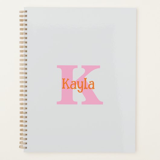 Roze Oranje Lichtgrijs Grijs Bruiloft Bridal Showe Planner (Voorkant)