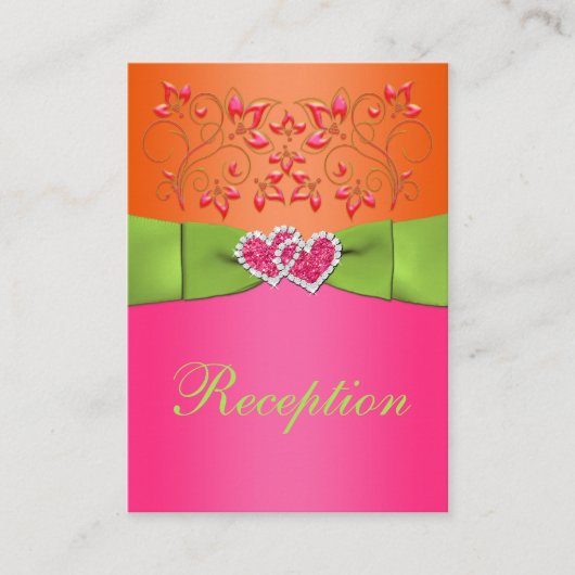 Roze, Oranje, Limoen Floral, Kaart hartslag (Voorkant)