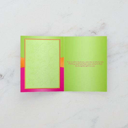 Roze, oranje, limoengroene bloemige bedankkaart (Binnen)