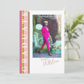 Roze Oranje Lineaire Afstudeercard  Kaart (Staand voorkant)