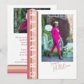 Roze Oranje Lineaire Afstudeercard  Kaart (Voorkant / Achterkant)