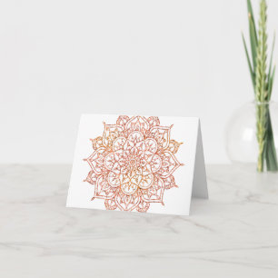 Roze & Oranje Mandala op Witte Glam dankt u Bedankkaart