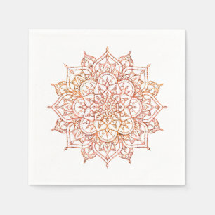 Roze & Oranje Mandala op Witte Glam Servet