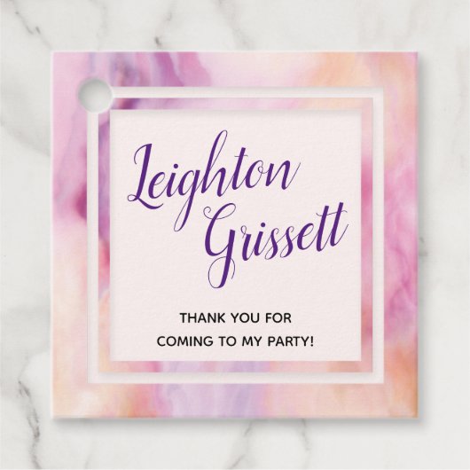 Roze Oranje marmergrens Bedankjes Labels (Voorkant)