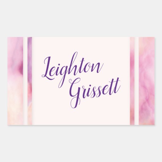 Roze Oranje marmergrens Rechthoekige Sticker (Voorkant)