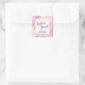 Roze Oranje marmergrens Vierkante Sticker (Tas)