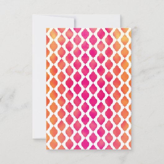 Roze & Oranje Marokkaans Feest Thema Tafel Nummer Kaart (Achterkant)