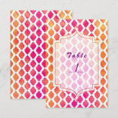 Roze & Oranje Marokkaans Feest Thema Tafel Nummer Kaart (Voorkant / Achterkant)