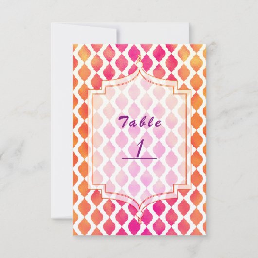 Roze & Oranje Marokkaans Feest Thema Tafelnummer (Voorkant)