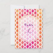 Roze & Oranje Marokkaans feestthema tafelnummer (Voorkant)