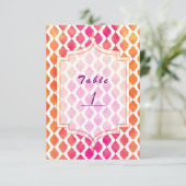Roze & Oranje Marokkaans feestthema tafelnummer (Staand voorkant)