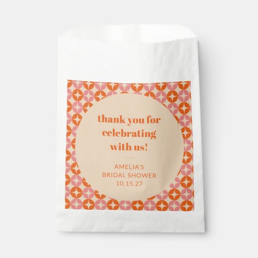 Roze Oranje Mid Century Aangepaste Bruidsdouche Be Bedankzakje (Voorkant)