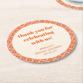 Roze Oranje Mid Century Aangepaste Bruiloftsshuish Ronde Kartonnen Onderzetter (Gebogen)