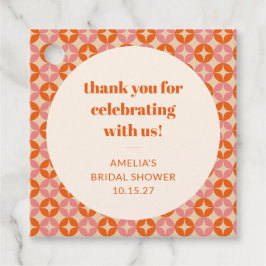 Roze Oranje Mid Century Custom Bruiloft Dank Bedankjes Labels