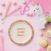 Roze Oranje MidCentury Modern Douane Bruidsdouche Papieren Bordje (Feest)