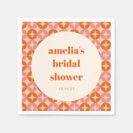Roze Oranje MidCentury Modern Douane Bruiloft Servet
