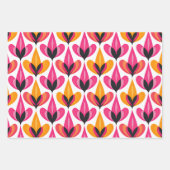 Roze & Oranje Midden-eeuwse Abstracte Patroonvakan Inpakpapier Vel (Voorkant 3)