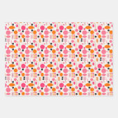 Roze & Oranje Midden-eeuwse Abstracte Patroonvakan Inpakpapier Vel (Voorkant 2)