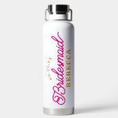 Roze Oranje minimalistische bridesmaïde waterfles (Achterkant)