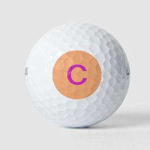 Roze Oranje Monogram Initiaal Aangepaste Kleur Mod Golfballen