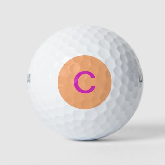 Roze Oranje Monogram Initiaal Aangepaste Kleur Mod Golfballen (Voorkant)