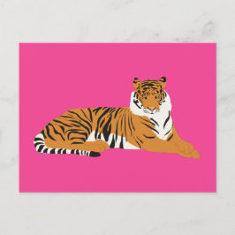 Roze Oranje Oerwoud Safari Tiger Animal Feestdagenkaart