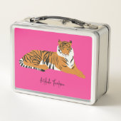 Roze Oranje Oerwoud Safari Tiger Animal Trendy (Achterkant)
