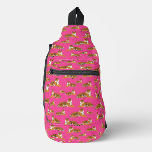 Roze Oranje Oerwoud Tiger Animal Pattern School Sling Bag