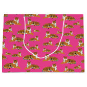 Roze Oranje Oerwoud tijger dierpatroon Groot Cadeauzakje (Voorkant)