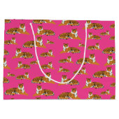 Roze Oranje Oerwoud tijger dierpatroon Groot Cadeauzakje (Achterkant)