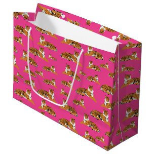 Roze Oranje Oerwoud tijger dierpatroon Groot Cadeauzakje