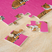 Roze Oranje Oerwoud tijger dierpatroon Legpuzzel (Zijkant)