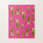 Roze Oranje Oerwoud tijger dierpatroon Legpuzzel (Verticaal)