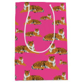 Roze Oranje Oerwoud tijger dierpatroon Medium Cadeauzakje (Voorkant)