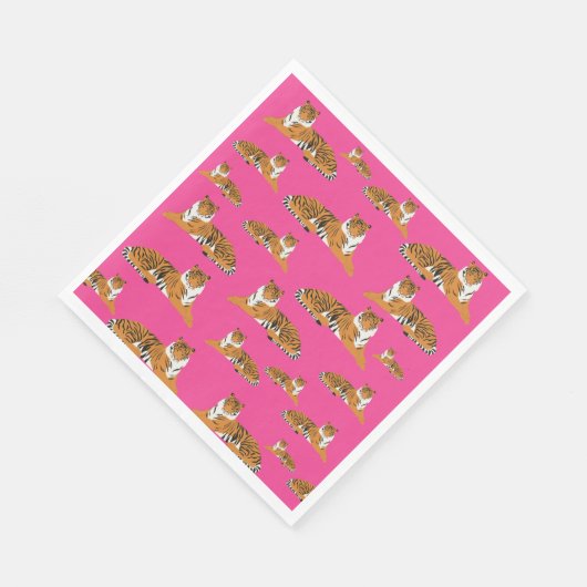 Roze Oranje Oerwoud tijger dierpatroon Servet (Hoek)