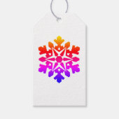 Roze, oranje, paarse, blauwe sneeuwvlok cadeaulabel (Voorkant)