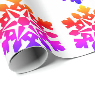 Roze, oranje, paarse, blauwe sneeuwvlok cadeaupapier