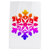 Roze, oranje, paarse, blauwe sneeuwvlok medium cadeauzakje (Achterkant)