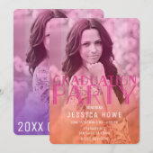 Roze Oranje Paarse GraduPartij Afstuderen Foto Kaart (Voorkant / Achterkant)