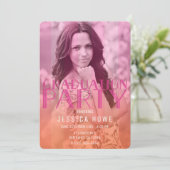 Roze Oranje Paarse GraduPartij Afstuderen Foto Kaart (Staand voorkant)