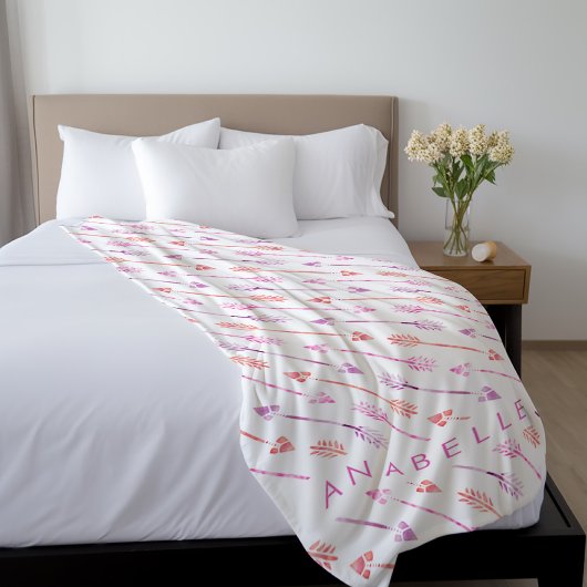 Roze Oranje Paarse pijlen Fleece Deken