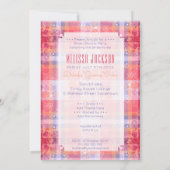 Roze Oranje Paarse Plaid Patroon Bruidsmeisje Fees Kaart (Achterkant)