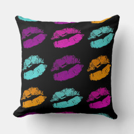 Roze oranje paarse turquoise glitters lipkussen kussen