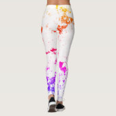 Roze Oranje Paarse verfsplaat Abstract Leggings (Achterkant)