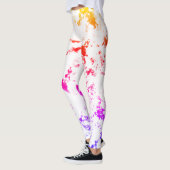 Roze Oranje Paarse verfsplaat Abstract Leggings (Links)