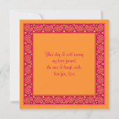 Roze Oranje Paisley Floral Wedding Invitation Kaart (Achterkant)
