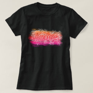 Roze Oranje Peace Neon Christelijk Word Art Slogan T-shirt
