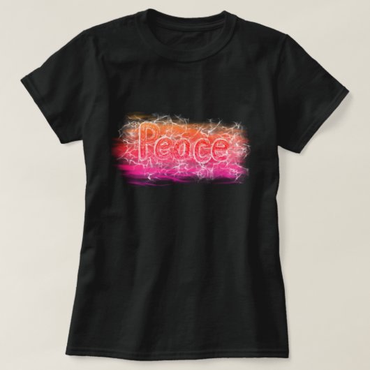 Roze Oranje Peace Neon Christelijk Word Art Slogan T-shirt (Design voorkant)